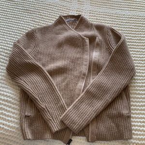 Merino Wool Asymmetric Zip Up Cardigan